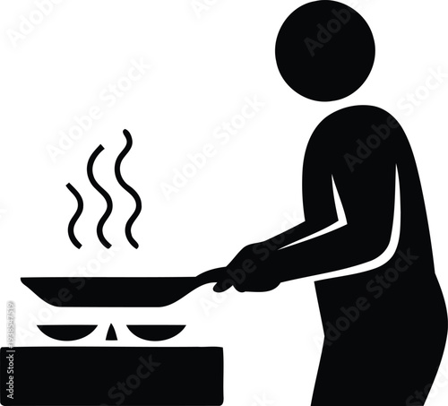 Cooking stick figure vector illustration.