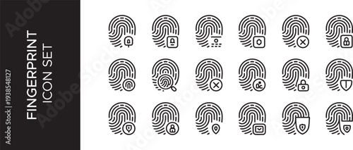 Fingerprint scanning icon set. Fingerprint identity and security symbols isolated on transparent background. Fingerprint icon signature signs for password encryption. Vector illustration.