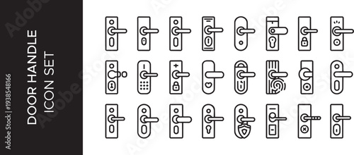 Door handle icon Simple Set. Vector icons,Minimal Door Handle Vector Icon Set