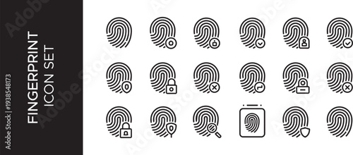 Fingerprint scanning icon set. Fingerprint identity and security symbols isolated on transparent background. Fingerprint icon signature signs for password encryption. Vector illustration.