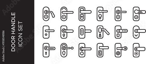 Door handle icon Simple Set. Vector icons,Minimal Door Handle Vector Icon Set
