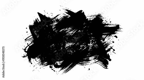 Black paint smear on white background.