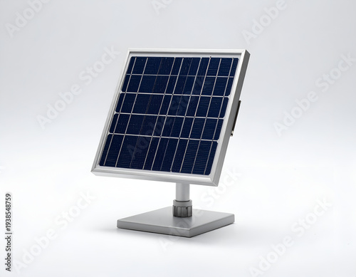 Square photovoltaic panel on adjustable metal stand