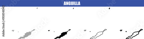 Billede på lærred Anguilla map vector country silhouette illustration background concept, collecti
