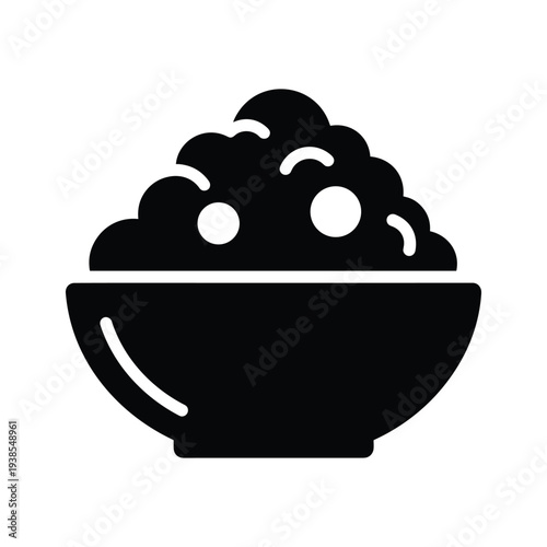 Foto Minimalist Food Bowl Icon Silhouette, Rice or Porridge Pictogram for Menu and Ap