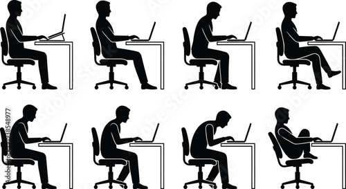 Silhouettes of people sitting in a cafe working and meeting