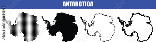 Antarctica map vector country silhouette illustration background concept, collection of antarctica map, simple map black and white vector