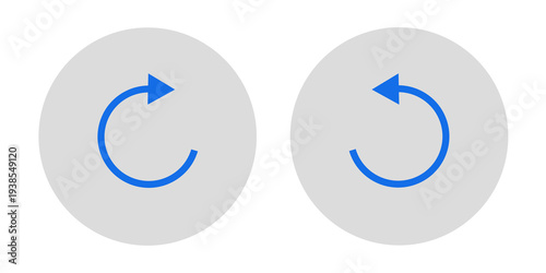 Blue refresh icon circular arrow button gray circle background reload redo repeat symbol flat design UI PNG file