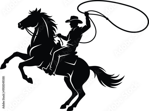 Horse and rider silhouette with a running stallion and jockey in an equestrian sport illustration