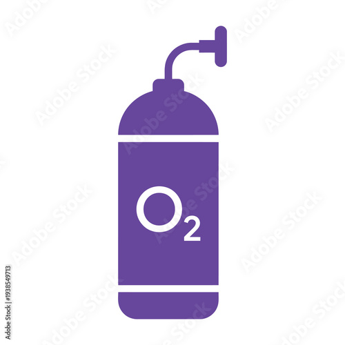 Oxygen tank with valve purple color medical oxygen supply