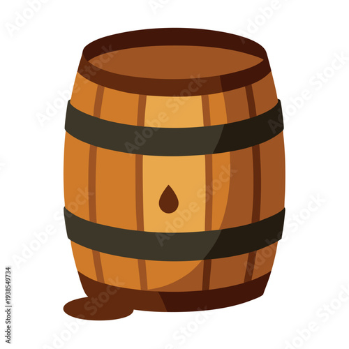 Barrel leak icon a wooden barrel with liquid see. 