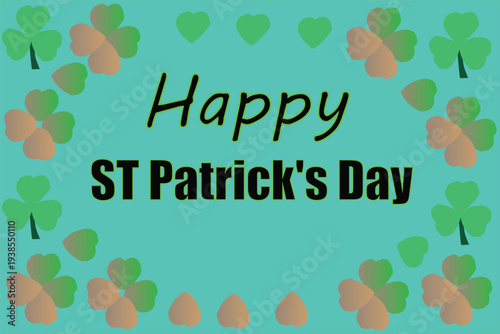 Happy St Patrick’s Day greeting background with shamrock clover pattern and festive typography for Irish holiday celebration