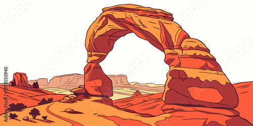 A pixelated image of a natural arch in the desert Vector