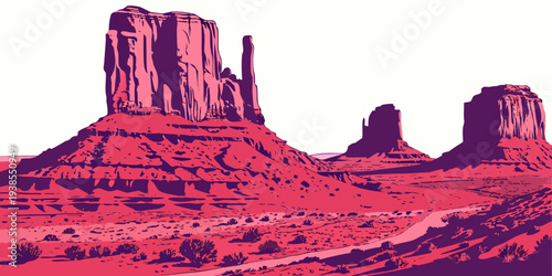 A red rock formation in a desert landscape Vector