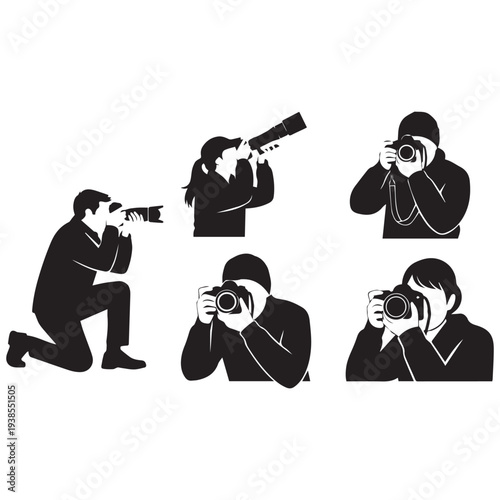 Photographers capturing moments with cameras and telescope