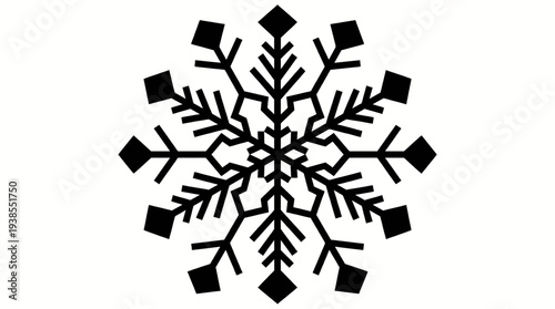 Black Snowflake Winter Weather Symbol Isolated.