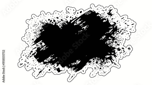 Black Ink Brush Stroke Smudge Mark.