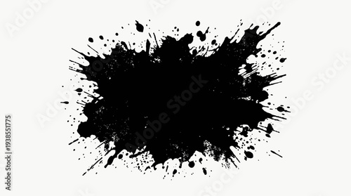 Black ink splatter on white background.