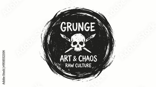 Grunge Art Logo Skull Design.