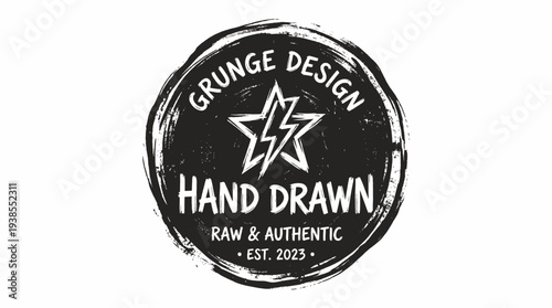 Grunge Hand Drawn Star Logo.