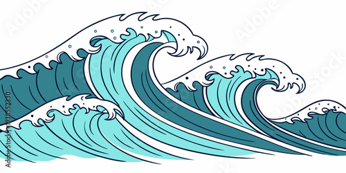 A large wave crashes with white foam on the surface Vector