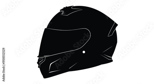 Silhouette of a full face motorcycle helmet with a dark visor