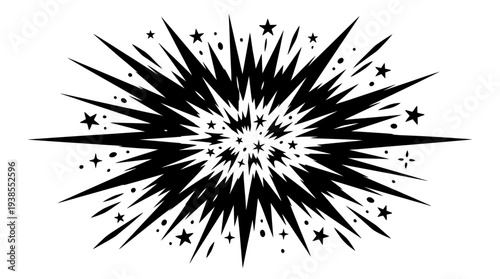 Black explosion with starburst effect.