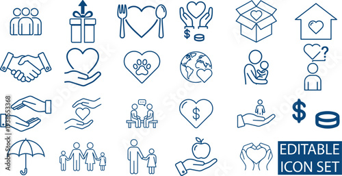 This comprehensive set of medical icons features vector illustrations of a heart, people, and business symbols designed for web buttons and internet search signs