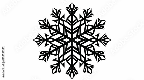 Detailed Black Snowflake Design Pattern.