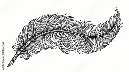 Intricately designed single feather ornament.