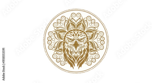 Majestic Eagle Emblem with Intricate Mandala Design