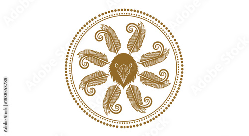 Eagle Head Emblem with Feathered Circle