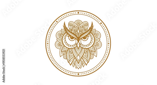 Golden Owl Mandala Art Emblem