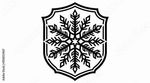 Black Snowflake Shield Emblem Design.