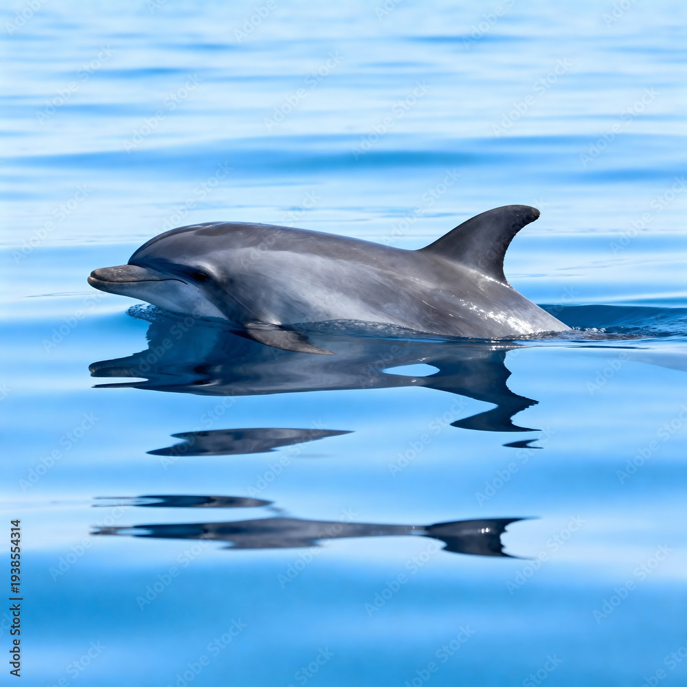 Fototapeta premium Dolphin Surfacing in Open Ocean