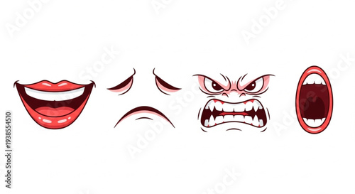 Collection of cartoon facial expressions showing different emotions.