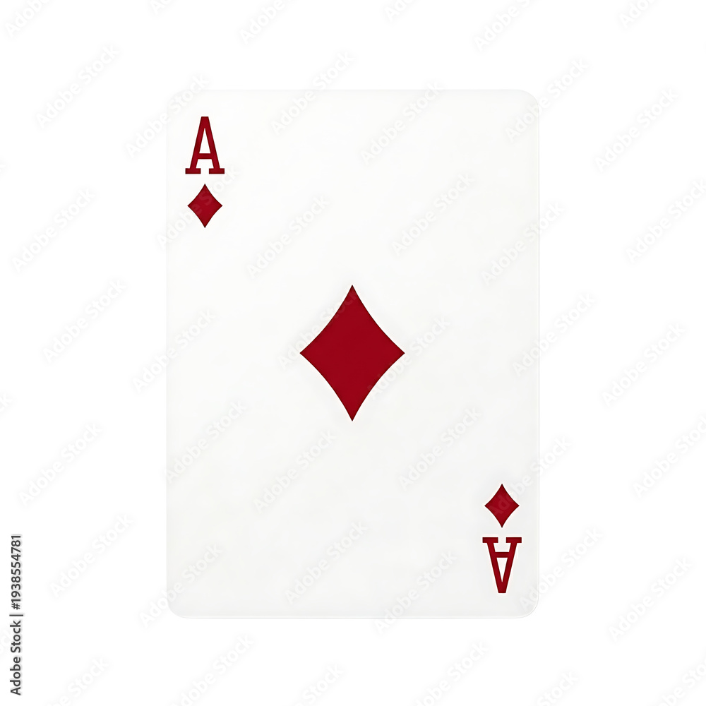 Fototapeta premium Ace of Diamonds Playing Card over an isolated transparent background 