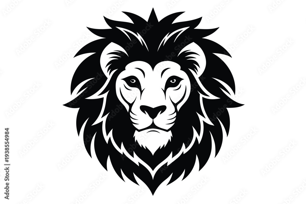 Obraz premium lion head silhouette line art vector illustration with a white background