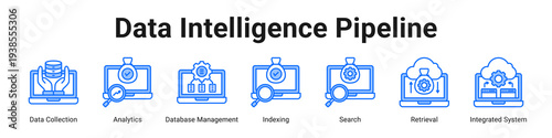 Data Intelligence Pipeline web banner icon vector illustration.