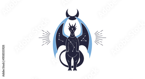 Mythical Dragon Constellation Symbol, Celestial Creature Emblem