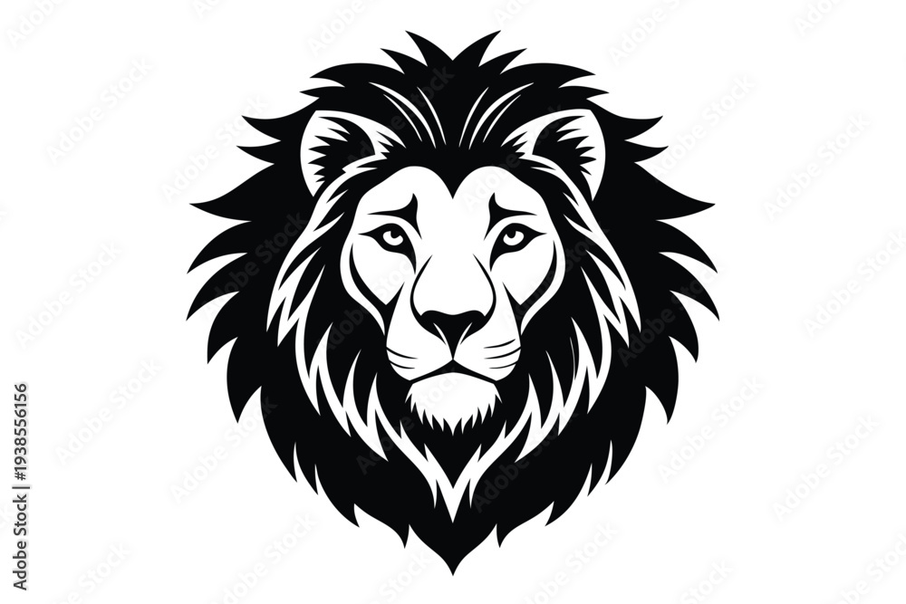 Fototapeta premium lion head silhouette line art vector illustration with a white background