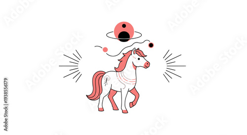 Fantasy Unicorn Galaxy Illustration: Horse, Planets, Stars, and Cosmic Elements