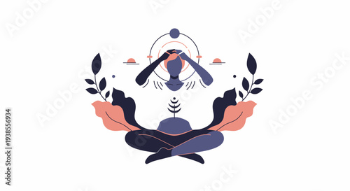 Person Meditating in Lotus Pose, Spiritual Growth, Inner Peace, Abstract Art