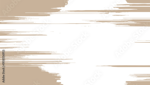Beige abstract brush strokes on transparent background creating a dynamic artistic frame