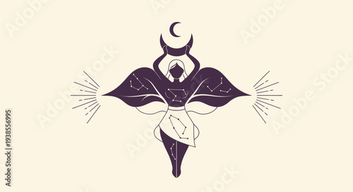 Celestial Woman with Moon and Stars Emblem