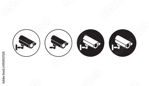 Cctv camera icon vector, sign, symbol. surveillance camera vector icon in a circle