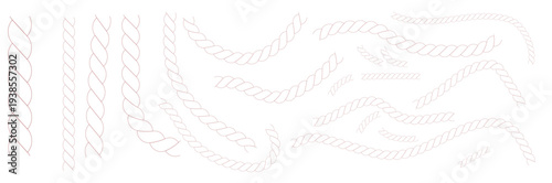 Set of Rope Vector Outlines for Nautical and Decorative Design Elements