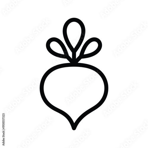 Minimalist Beetroot Line Art Icon - Simple Root Vegetable Vector Illustration