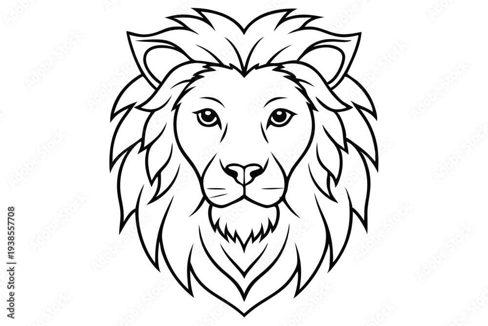 Obraz premium lion head silhouette line art vector illustration with a white background