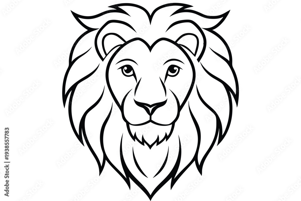 Fototapeta premium lion head silhouette line art vector illustration with a white background